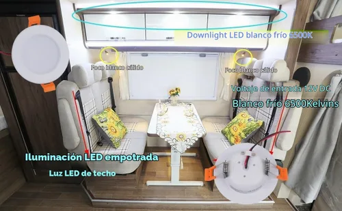 Vista 6 de DC - Lámpara de techo empotrable LED de 12 V, 3 W, panel delgado, luces LED de bajo voltaje, tamaño de corte de 2.5 pulgadas, blanco frío 6500 K