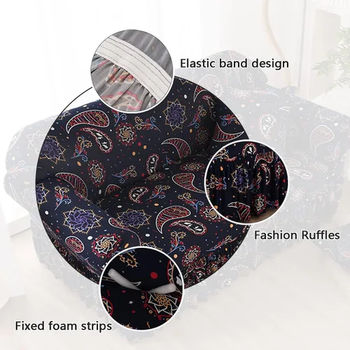 Vista 3 de MBROS Funda de sofá súper elástica, protector de muebles impreso con falda, funda de sofá para sofá de 2 plazas, funda suave para sofá biplaza