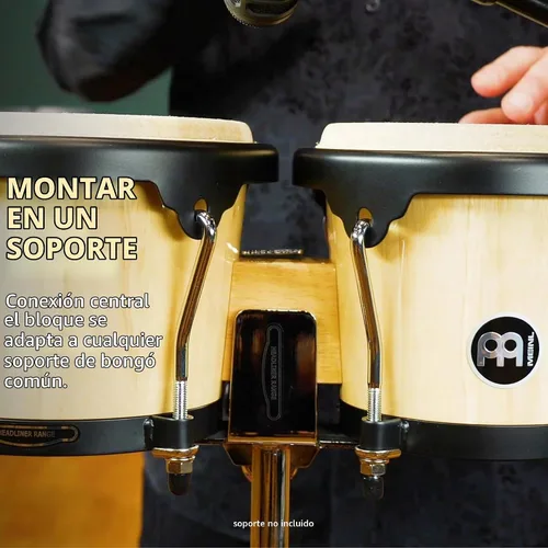 Vista 6 de Meinl Percussion HB100SNT-M bongós de madera natural de 6 3/4 y 8 pulgadas, Natural