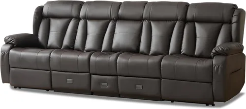 Vista 10 de Sofá biplaza reclinable manual de 110 pulgadas, sillón reclinable de 4 asientos con consola, mesa plegable y salidas integradas, sofá reclinable