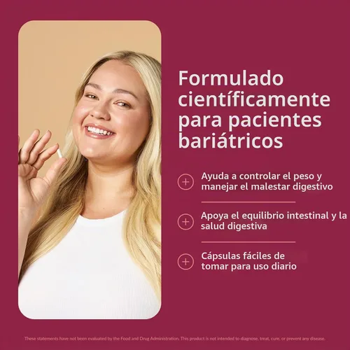 Vista 2 de Bariatric Advantage FloraVantage - Cápsulas de control, suplemento probiótico dirigido para pacientes de cirugía bariátrica para un apoyo