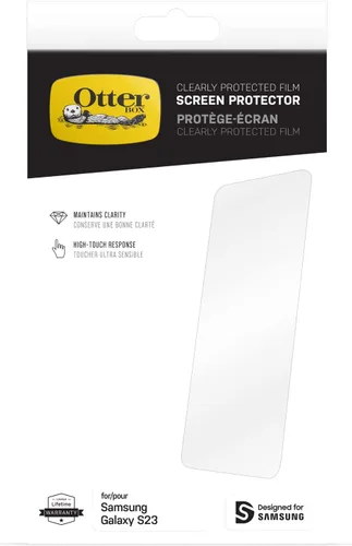 Vista 7 de OtterBox Alpha Flex - Protector de pantalla antimicrobiano con luz azul para Galaxy S23, respuesta táctil impecable, resistente a huellas