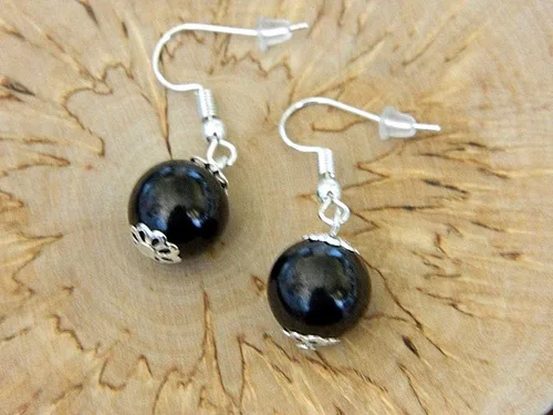 Vista 4 de ARETES SHUNGITE 0.472 in perlas