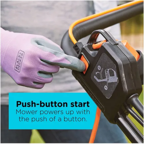 Vista 18 de BLACK+DECKER Cortacésped eléctrico con cable, 13 amperios, plataforma de corte de 20 pulgadas, ajuste de altura de 6 ajustes, almacenamiento