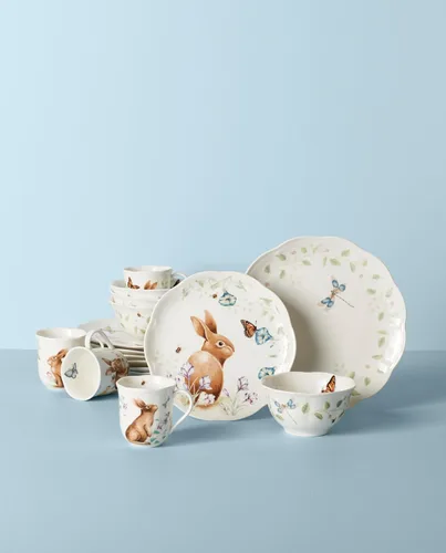 Vista 2 de Lenox 894104 Butterfly Meadow Bunny - Juego de vajilla de Pascua (16 piezas)