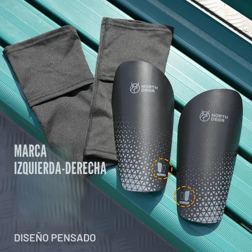 Vista 4 de Northdeer - Espinilleras de fútbol para niños y adultos. Mangas con bolsillo de inserción optimizado - Protección de fútbol para niños, niñas