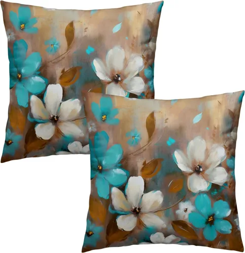 Vista 226 de Giwawa Juego de 2 fundas de almohada decorativas con diseño floral de girasol de 16 x 16 pulgadas, fundas de cojín decorativas para el hogar, sofá