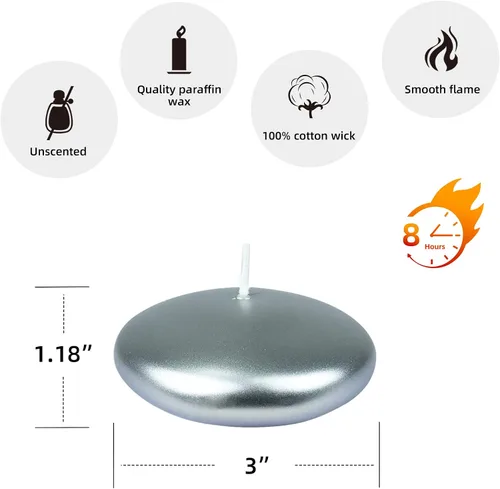 Vista 5 de Zest Candle Velas flotantes plateadas metálicas de 3 pulgadas