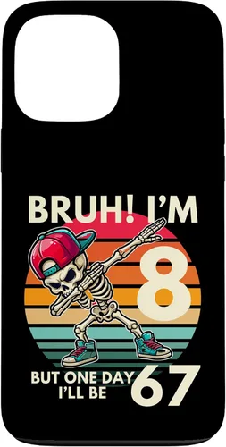 Vista 24 de Bruh I'm 8 But One-Day I'll Be 67 Retro 8th Birthday Kids Case for iPhone XR