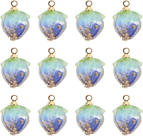 Vista 7 de 20 dijes colgantes de flores de resina, coral natural, flores reales, cuentas sueltas espaciadoras con microcuentas de vidrio para manualidades