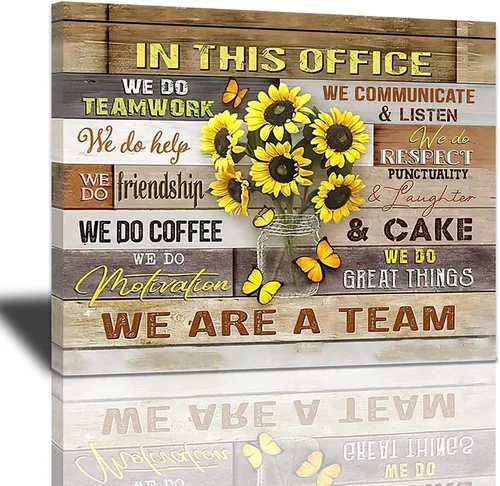 Vista 12 de Arte de pared inspirador para la oficina, impresiones en lienzo, citas motivacionales, póster artístico en esta oficina, We Are A Team, decoración