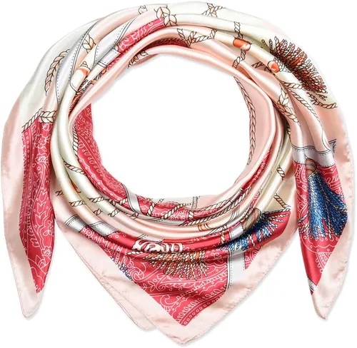 Vista 52 de corciova - Bufanda cuadrada grande para mujer, diadema sedosa para cabello rizado, lazo para dormir por la noche, bandana a la moda, 35 x 35