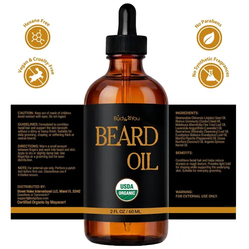 Vista 8 de BodyJ4You Aceite orgánico para barba para hombres - Acondicionador