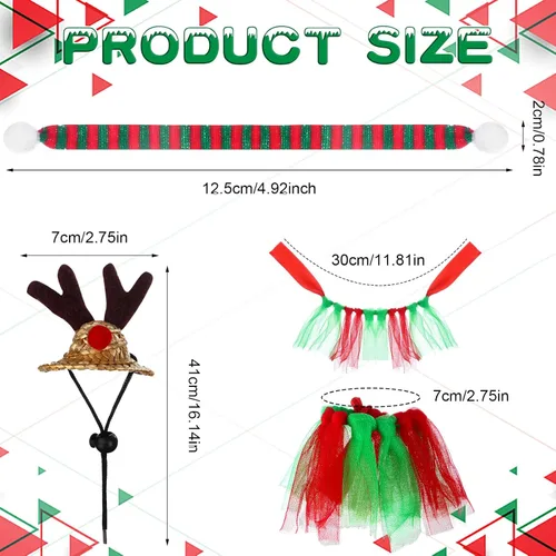 Vista 2 de 3 piezas de sombrero de Papá Noel de dragón barbudo de Navidad con bufanda, sombrero de Navidad ajustable colorido ropa de Navidad, accesorio