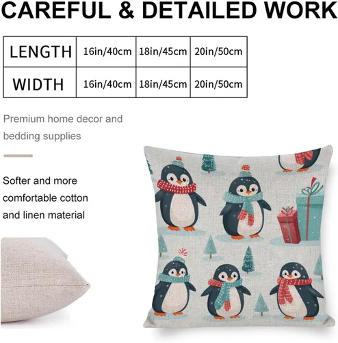 Vista 21 de Funda de almohada moderna para sofá, funda de almohada decorativa de tela de lino para exteriores, fundas de cojín de Navidad de Papá Noel