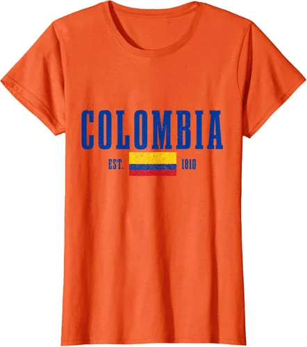 Vista 46 de Colombia Est. 1810 - Camiseta de Colombia Vintage, Negro, S
