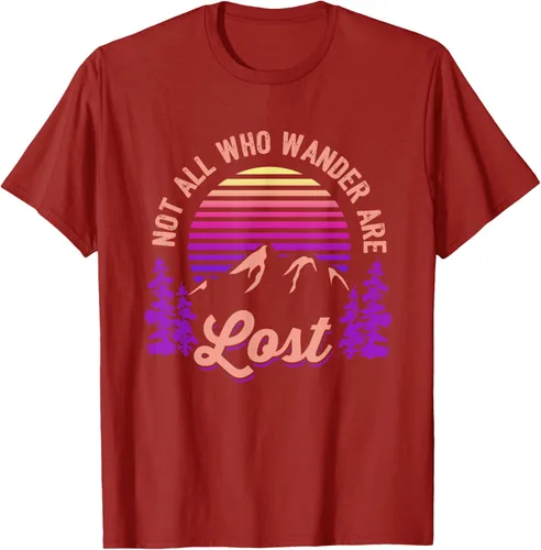 Vista 45 de Not All Who Wander Are Lost Vintage Mountains - Camiseta de senderismo, Negro, S