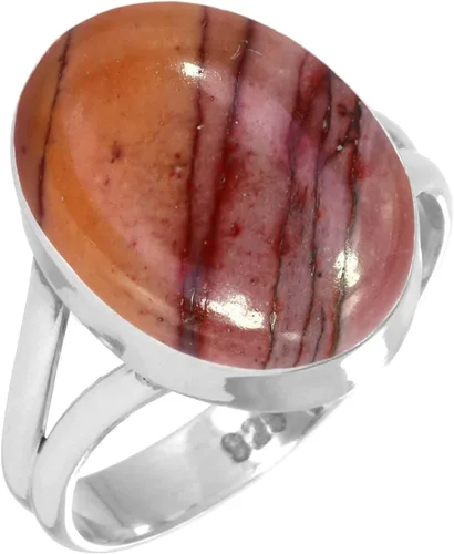 Vista 40 de Anillo hecho a mano de plata de ley 925 genuina grueso con piedras preciosas naturales ágata, cuarzo rosa, lapislázuli, ámbar ovalado, joyería