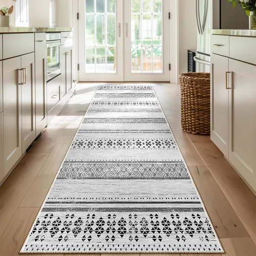 Vista 33 de BESTSWEETIE Alfombras de área de 2 x 3 pies para sala de estar, lavables, marroquíes, rústicas, geométricas neutrales, de pelo bajo