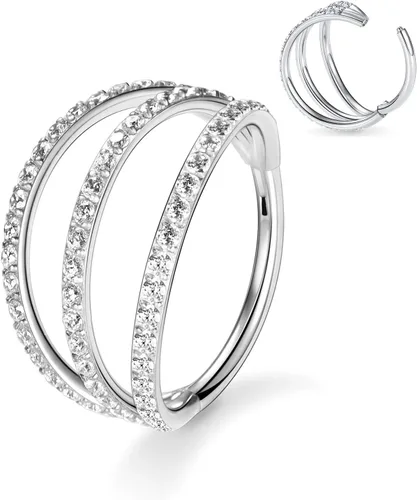 Vista 9 de Anillo Clicker de Acero Quirúrgico 316L para Tabique Nasal, Aro para Nariz, Aro Durmiente, Pendiente de Aro, Hélix, Rook, Conch, Cartílago, Daith