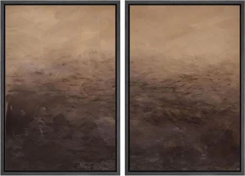 Vista 10 de MUDECOR Lienzo enmarcado para pared, bosque brumoso, reflejos, paisaje tranquilo, ilustraciones modernas, arte decorativo, bohemio, tranquilo/zen