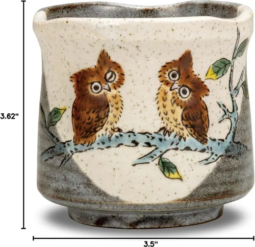 Vista 10 de Japanese Yunomi Tea Cup Owl KUTANI YAKI(ware)