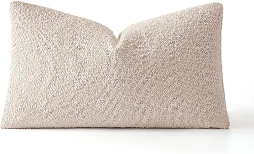 Vista 6 de MIULEE - Funda de almohada lumbar texturizada para cama, 12 x 20 pulgadas, color beige Pack of 1 Textured Neutral Couch Throw Pillow Cover, Accent