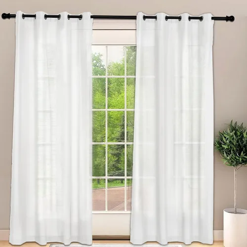Vista 13 de Frelement Cortinas opacas extralargas de 108 pulgadas de largo, para sala de estar, cortinas de lino con bloqueo de luz, cortinas con aislamiento