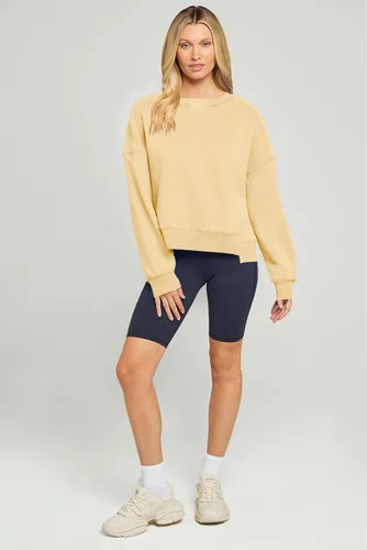 Vista 8 de MEROKEETY Sudaderas recortadas de gran tamaño para mujer, cuello redondo, forro polar, para entrenamiento, trajes de otoño