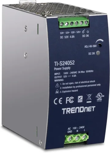 Vista 10 de TRENDnet Fuente de alimentación de riel DIN de CA a CC de 150 W, 48 – 56 V CC, 3.12 A CA a CC con función PFC, TI-S12048, capacidad de carga máxima