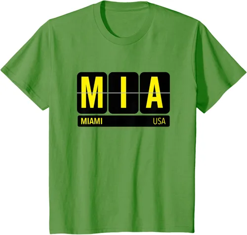 Vista 17 de MIA Miami Florida USA Travel Souvenir Yellow Text Camiseta, Blanco