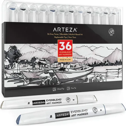 Vista 9 de ARTEZA Everblend - Juego de marcadores de alcohol en tono de piel, 36 tonos, bolígrafos de boceto con doble punta, cincel fino y ancho