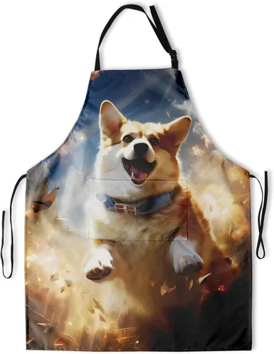 Vista 22 de Delantal colorido de poliéster Grooming Delantales con bolsillo para barbacoa Cocina Pintura Adultos