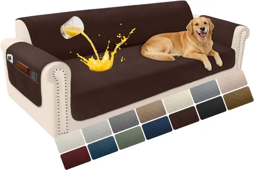 Vista 107 de Fundas de terciopelo 100% impermeables para sofá biplaza, fundas lavables para sofá de 2 plazas, fundas de sofá aptas para mascotas, protector