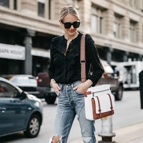 Vista 2 de Bolsos cruzados Roulens para mujer, bolsos cruzados con múltiples bolsillos de cuero vegano para mujer, bolsos de hombro, bolsos de viaje con correa