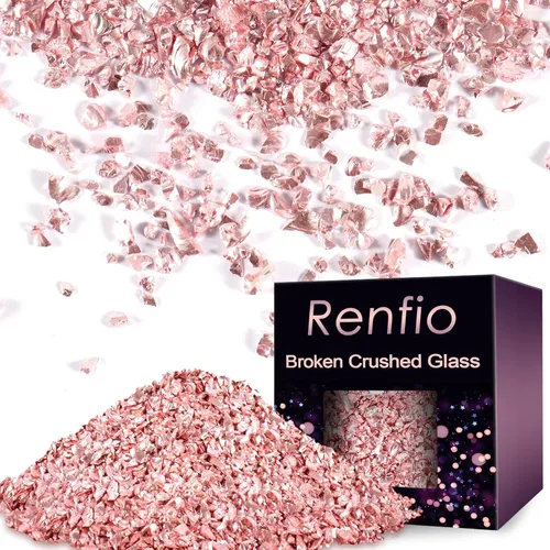 Vista 14 de Renfio Juego de purpurina de vidrio triturado roto de 32 colores, 22.57 onzas, fragmentos de purpurina de 2 a 0.157 in, chips de vidrio metálico