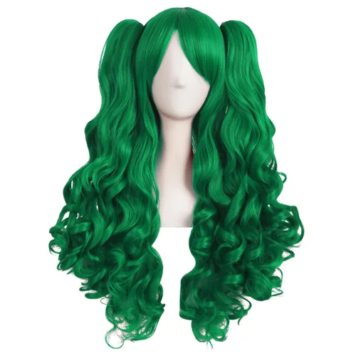 Vista 48 de Peluca MapofBeauty Lolita para disfraz, cabello largo, rizado, con coleta, Blanco