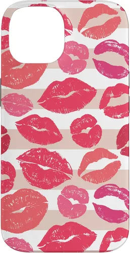 Vista 4 de iPhone 16 - Funda con diseño de beso y lápiz labial rosa