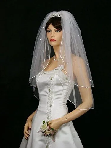 Vista 3 de SAMKY 2T 2 Tier Rhinestones Crystal Rattail Edge Bridal Wedding Veil