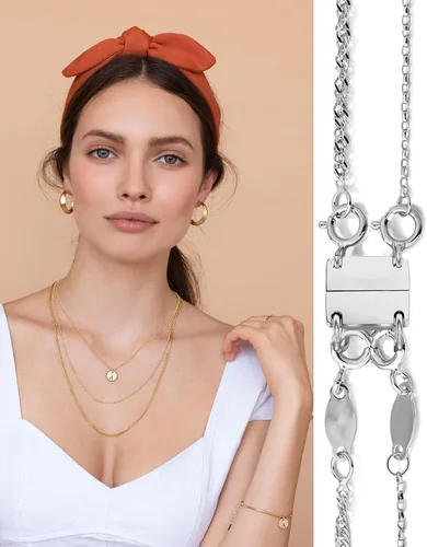 Vista 5 de Cierre magnético para collar en capas, separador de oro y plata de 18 quilates para collares apilables