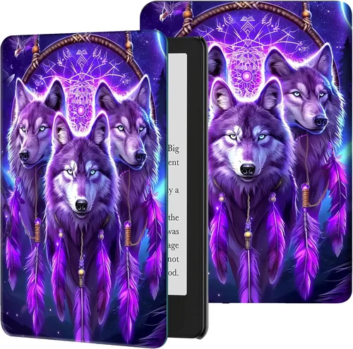 Vista 43 de Funda para Kindle de 6 pulgadas (11.ª generación, versión 2024/2022) delgada de piel sintética, ajustable, multiángulo, Smart Shell con función