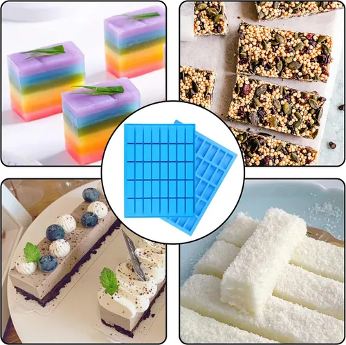 Vista 3 de 2 paquetes de 40 cavidades estrechos moldes rectangulares de chocolate/moldes de caramelo de silicona/para moldes de dulce de azúcar, trufas