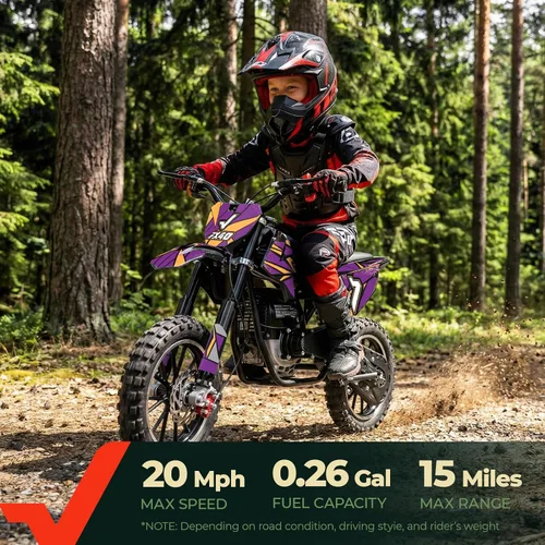 Vista 3 de FRP FX40 - Bicicleta de motocross a gas para adolescentes, 40 cc, 4 tiempos Púrpura