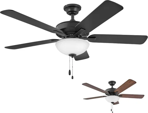 Vista 18 de Hinkley Metro - Ventilador de techo iluminado de perfil bajo de 52 pulgadas con luz LED, ventilador de techo de interior con doble montaje