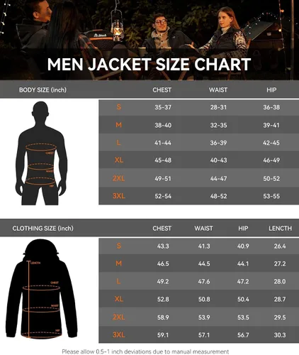 Vista 6 de Men's Heated Jacket with Detachable Hood, Waterproof Winter Outdoor Heating Jackets for Men (Battery Pack Included)