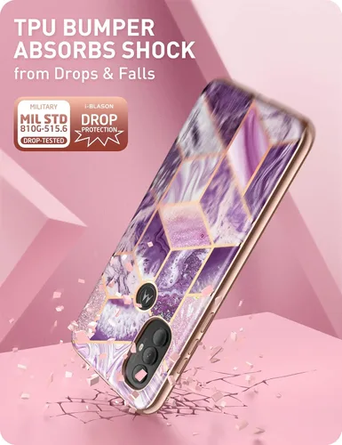 Vista 5 de i-Blason Cosmo Chic - Funda protectora diseñada para Moto G Power (2022), diseño delgado y elegante con protector de pantalla integrado (meta)