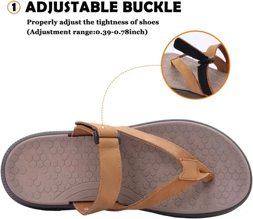 Vista 4 de MGGMOKAY Sandalias ligeras de cuero para hombre con soporte de arco