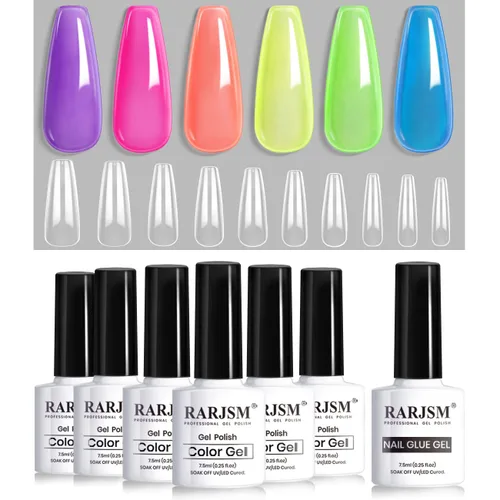 Vista 10 de RARJSM Juego de 6 esmaltes de uñas de gel, color marrón, café, vino, borgoña, nude, morado, rosa, champán, dorado, purpurina, para invierno, secado