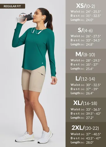 Vista 100 de BALEAF - Camisetas de sol de manga larga para mujer, con FPU 50+, para senderismo, ligeras, de secado rápido, protección contra rayos ultravioleta