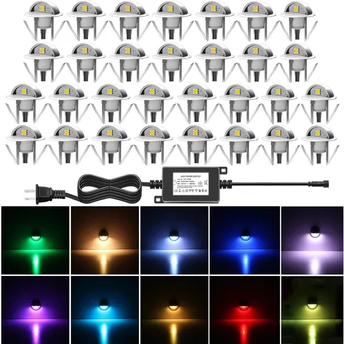 Vista 34 de Luz LED para escaleras, bajo voltaje, impermeable, IP65, para exteriores, 1-2/5 pulgadas, de madera empotrada, iluminación LED de terraza, patio